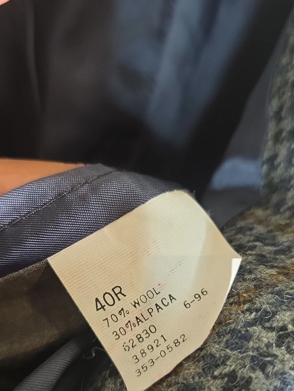 Vintage Lands' End Navy and Brown Plaid  Wool/ Alpaca Blend  Blazer Size 40R